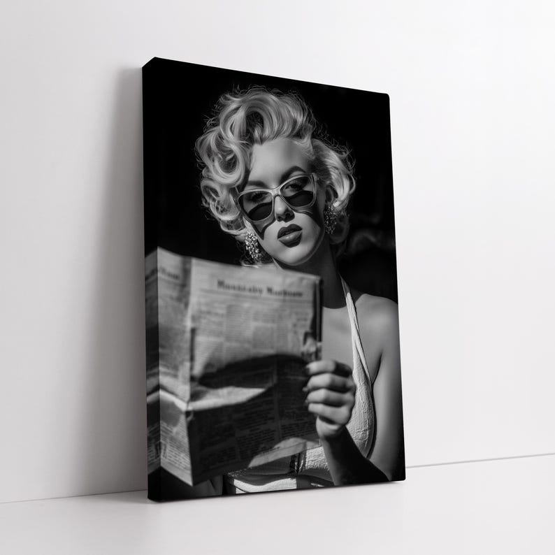 Cool Marilyn Monroe Art Print, Black and White Retro Canvas Painting ...