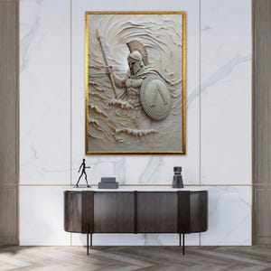 Spartan Warrior Canvas Painting, Greek Soldier Wall Art, Ancient Battle Poster Print, Gladiator Decor, Mythology Artwork, Home Decoration image 2