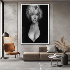 Marilyn Monroe Canvas Painting, Classic Black and White Wall Art ...