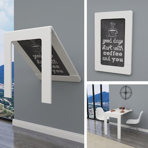 Mesa de canto oval dobrável com design especial em branco fosco, para cozinha, sala de jantar ou escritório.