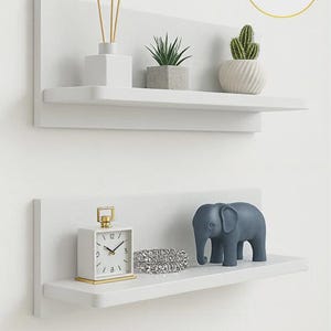 2 Pieces 90 cm MDF Matte White Decorative Oval Corner Wall Shelf