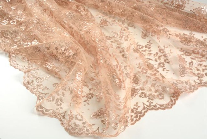 Lace Fabric Copper Gold Lace Metalic Lace Wedding Dress Etsy