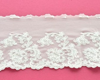 Ivory Stretch Lace, Off White and Ivory Wedding Lace, Stretch Wedding Trim, Wedding Sash, Bridal Lace, Wedding Veil, Wedding Dress