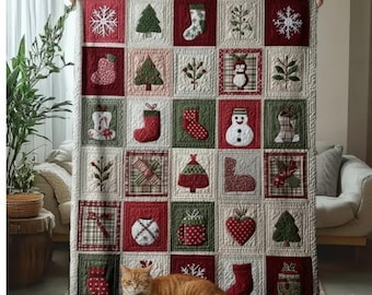 Christmas Flannel Blanket: Festive Snowflakes & Tree Throw