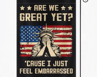 Funny Political Garden Flag – Embarrassed Liberty Yard Decor