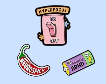 Neurospicy Enamel Pins Various Designs Gift