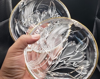 2 adornos vintage de 5 pulgadas de Mikasa Studio Nova Frosted Orchid Gold Rinket de los años 80