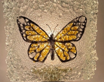 Monarch Butterfly Night Light made using 100% Recycled Bottle Glass,Fused Glass Art, Home Decor, Eco Friendly Green Gift