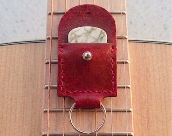 Leather Guitar Pick Holder/Keychain (Hand Made)