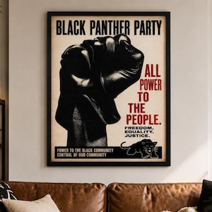 Black Panther Party style poster featuring raised fist and activist design
