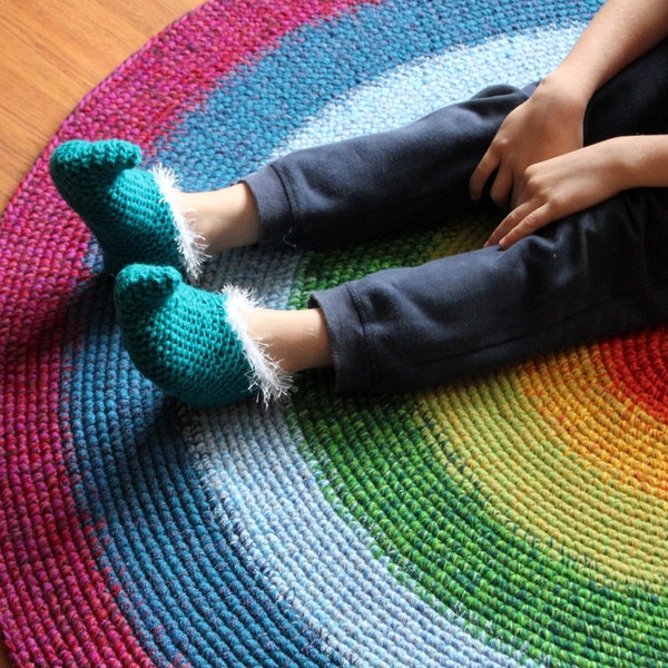 Happy Rainbow Rug, MADE TO ORDER, sizes between 50'' and 65'' available