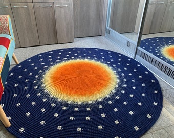 Wool rug ''The stars'', 55'' in diameter, made to order