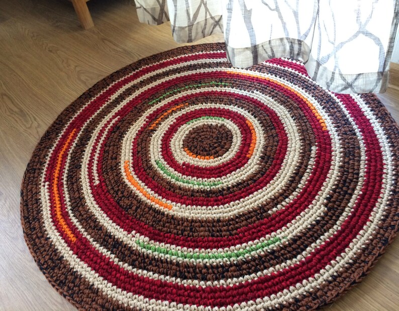 Cute Hand Crochet Rug Measures 34 Inches in Diameter Ready Etsy