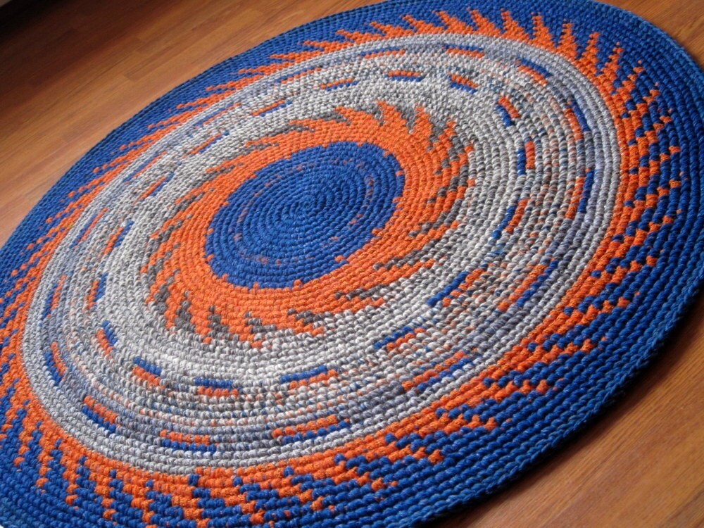 Hand Crochet multicolor Rug with expressive patterns 40 or Etsy