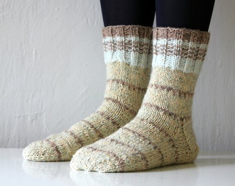 Size US woman's 8.5 (or EU 39), Warm hand knit wool socks