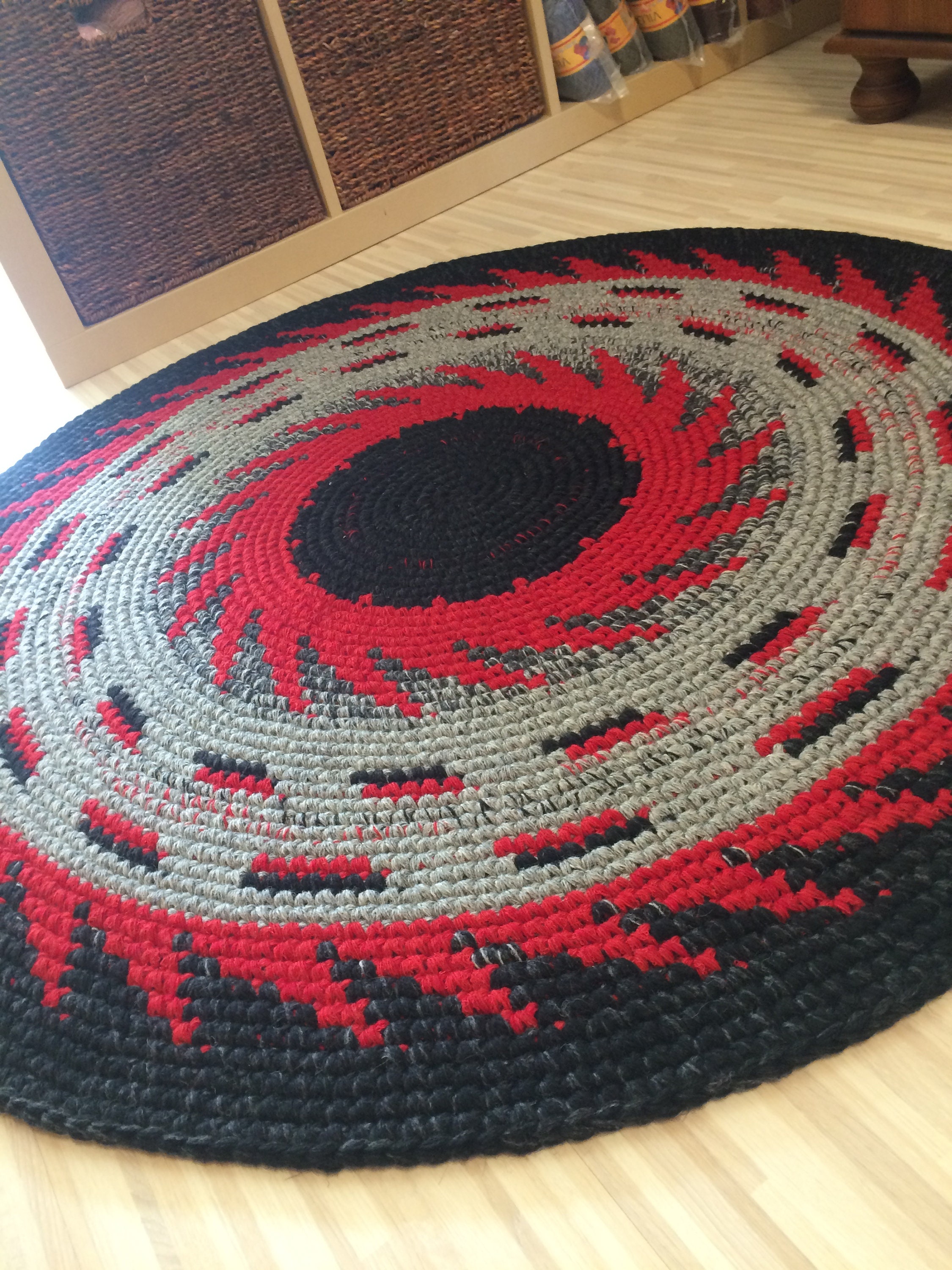 Hand Crochet multicolor Rug with expressive patterns 40 or Etsy