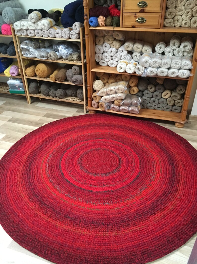 Handmade Round Rug in Red Measures 59'' in Diameter Etsy Canada