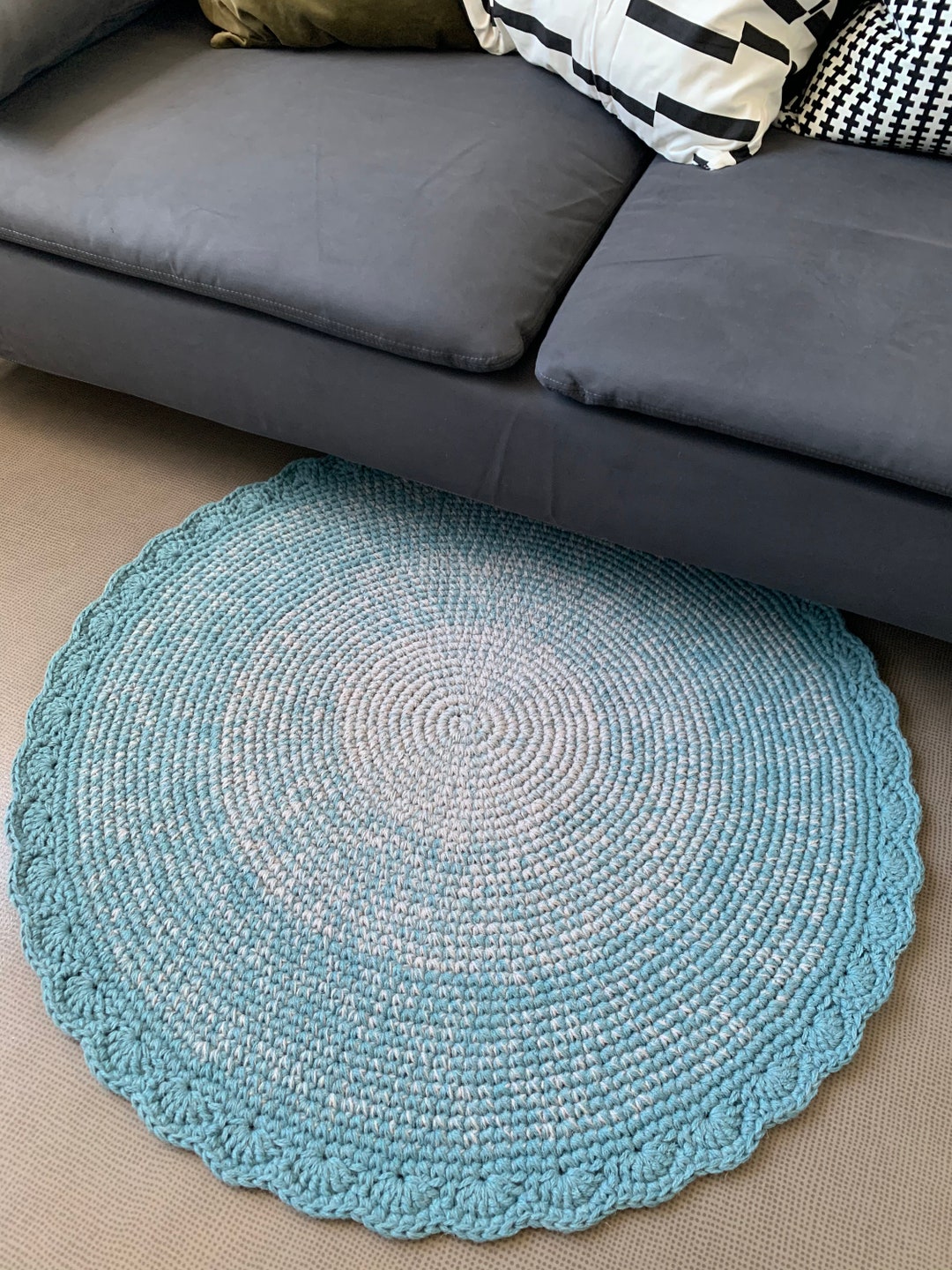 Beautiful Hand Crochet Rug, Measures 37 Inches or 94 Cm in Diameter Etsy