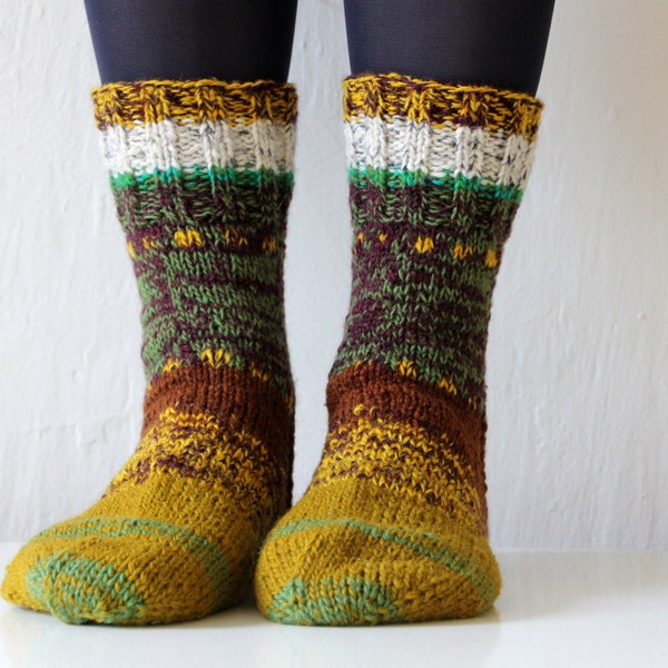 Hand knit wool socks from Baltic States, size - large US W 10, EU 42