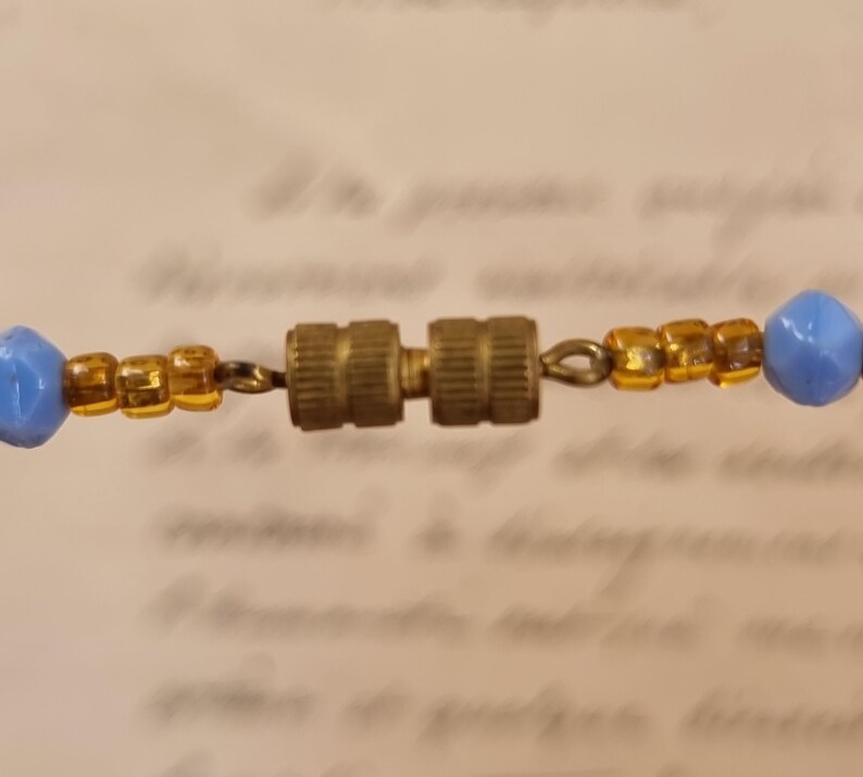 Vintage 1930's Venetian Wedding Cake Fiorato Blue Glass Bead Necklace image 7