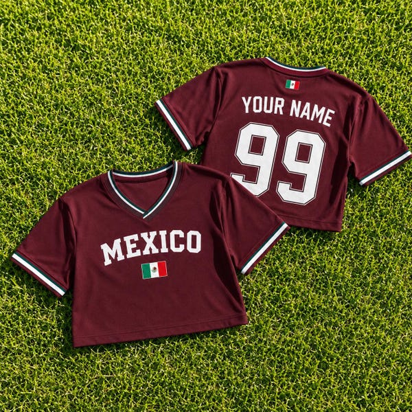 Camiseta corta de fútbol de México personalizada, camiseta de fútbol personalizada, regalo para aficionados del Mundial