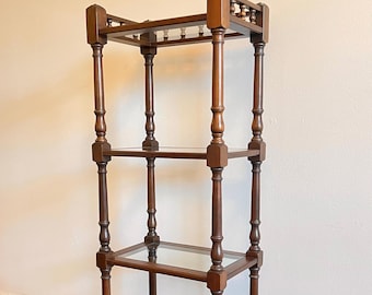 Vintage Pennsylvania House Solid Cherry Wood Étagère Display Shelf with Drawer