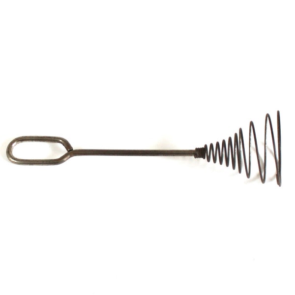 Antique Wire Whisk, Vintage Kitchen Utensil, Metal Handle, 7.75" Egg Beater Food Photography Prop, Coil Spiral