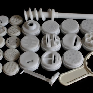 Popeil Pasta Maker Dies P400, Imperial Pasta Machine Disks SPM-1, Replacement Parts, Small Bagel, Tagliatelle, Vermicelli, Cookie Disc