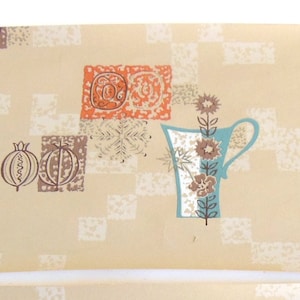 1950s Kitchen Wallpaper Remnants Pieces Scraps Mid Century Modern Wall Covering (9x18in pieces)