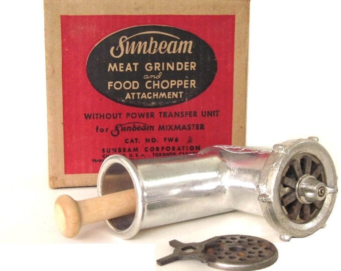 Sunbeam Mixmaster Meat Grinder Attachment FW6A for Models 7, 5, 3, 1