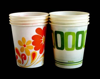 5 oz Dixie Cups Small 1970s Kitchen / Bathroom Vintage Disposable Paper Cup (priced per set of 3 or 4 single cups)