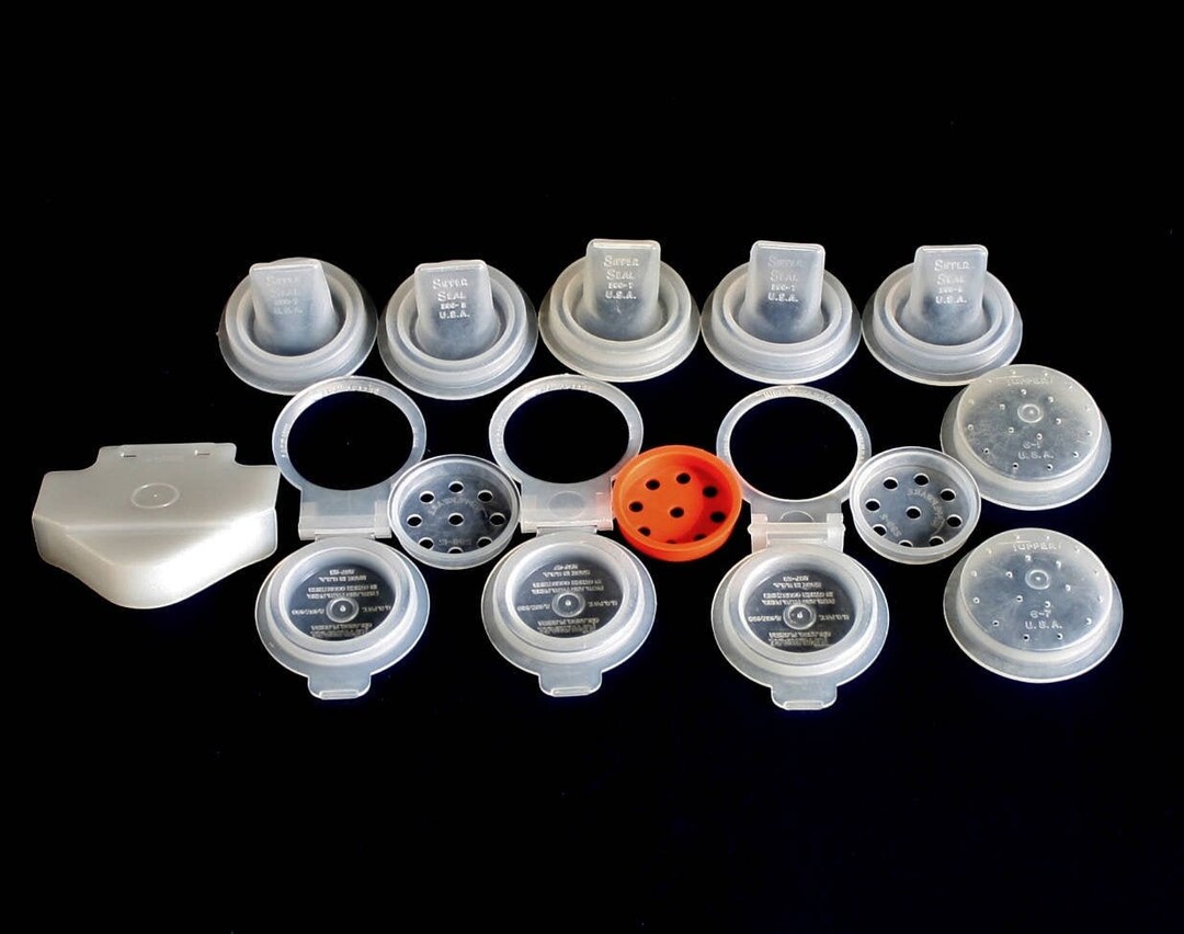 Tupperware Salt Pepper Shaker Tops 2996 Sheer White Lids Etsy