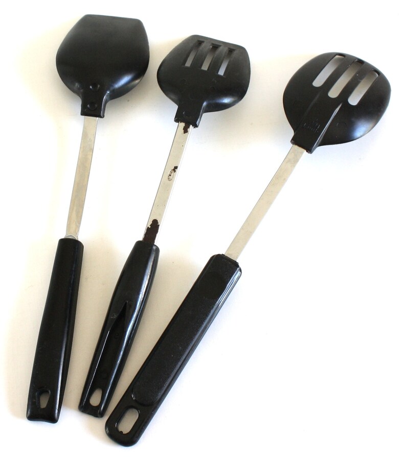 Ekco Plastic Spoon USA Korea Nylon Slotted Spoon Black Etsy