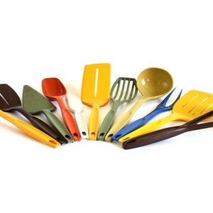 Nylon Plastic Foley Kitchen Utensils 1970s 1980s Kitchen Basting Spoon, Icing Spreader, Soup Ladle, Potato Masher image 3