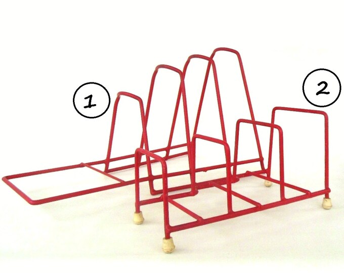 Rubbermaid Plate Rack Cupboard Organizer Dish Display Holder Red 1950s