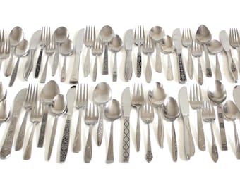Mismatched Stainless Flatware Set or Individual Pieces, Mid Century Modern Silverware