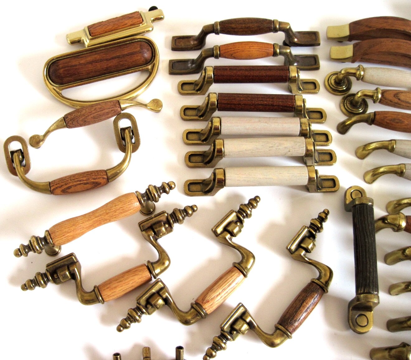 1980s Oak Brass Handles Drawer Pull Cupboard Hardware Etsy