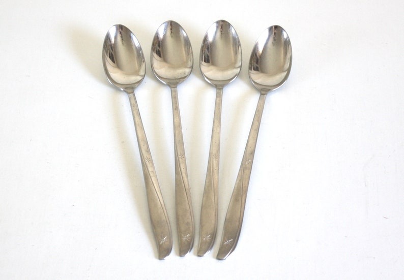 Oneida Twin Star Atomic Starburst Flatware Replacement Pieces, Mid Century Modern Community Stainless Silverware, Teaspoon, Dinner Fork, etc 4 iced tea spoons