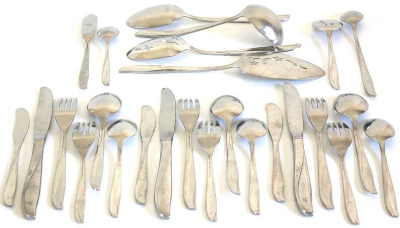 Oneida Twin Star Atomic Starburst Flatware Replacement Pieces, Mid Century Modern Community Stainless Silverware, Teaspoon, Dinner Fork, etc image 5