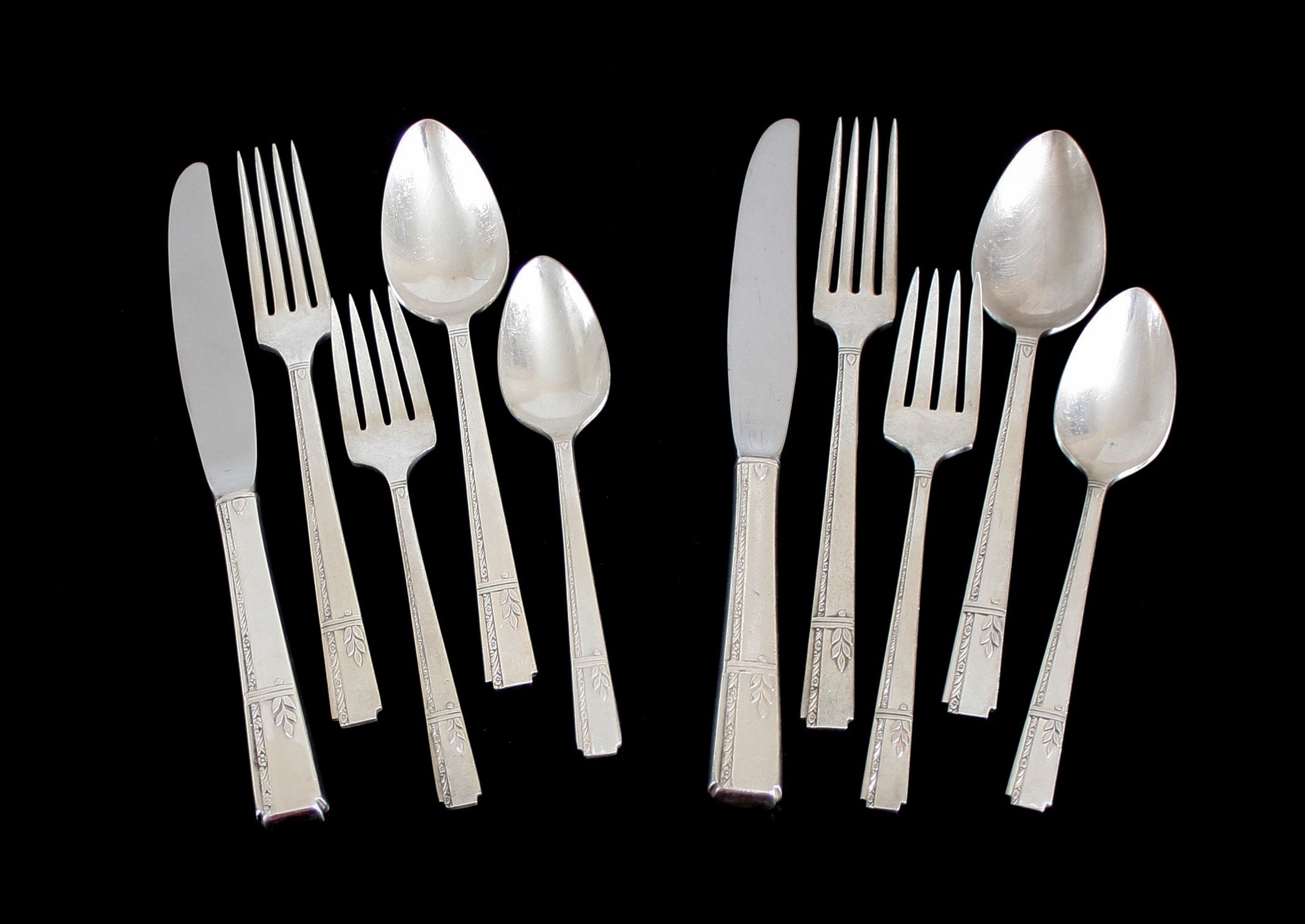 Art Deco Flatware Set for 2 Silverplate Silverware Oneida Etsy