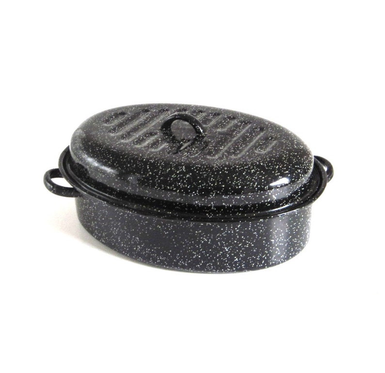 Small Oval Roaster Graniteware Roasting Pans with Offset Etsy