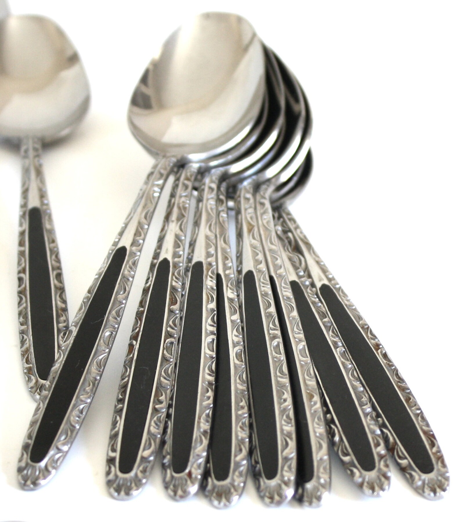 Black Handle Flatware Set Trutone by Princess Complete Etsy