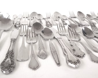 Stainless Silverware Set Mismatched Flatware Cottage Chic: Service for 12, 8, or 4, Unique, Full Set, or Individual Pieces