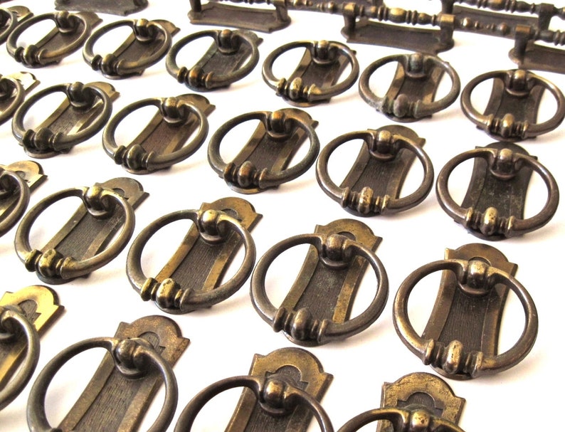 1970s Drawer Pulls Kitchen Cabinet Handle Knob Antique Brass Etsy