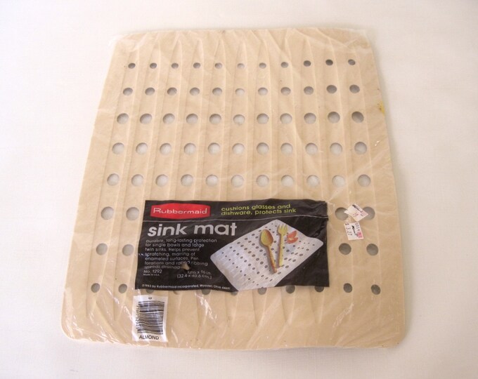 Rubbermaid Sink Mat 1292 Rubber Sink Drainer Almond 1980s Kitchen NOS