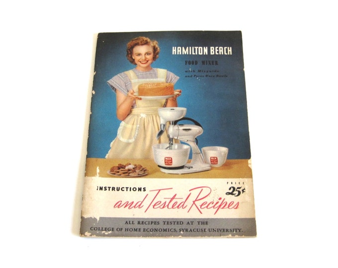 Hamilton Beach Stand Mixer Model G Instruction Manual Recipe Book Etsy