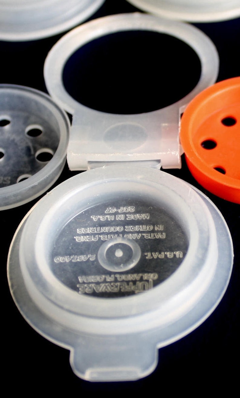 Tupperware Salt Pepper Shaker Tops 2996 Sheer White Lids Etsy