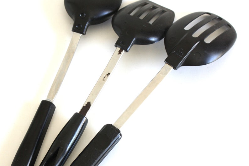 Ekco Plastic Spoon USA Korea Nylon Slotted Spoon Black Etsy