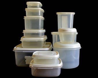 Rubbermaid Servin' Saver Plastic Containers, Canisters, Food Storage, 1980s (choose with or without lid)