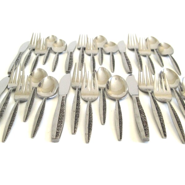 Coventry Stainless Japan Flatware Set, service for 6 (4-pc place settings) 1970s Mid Century Silverware (as-is)